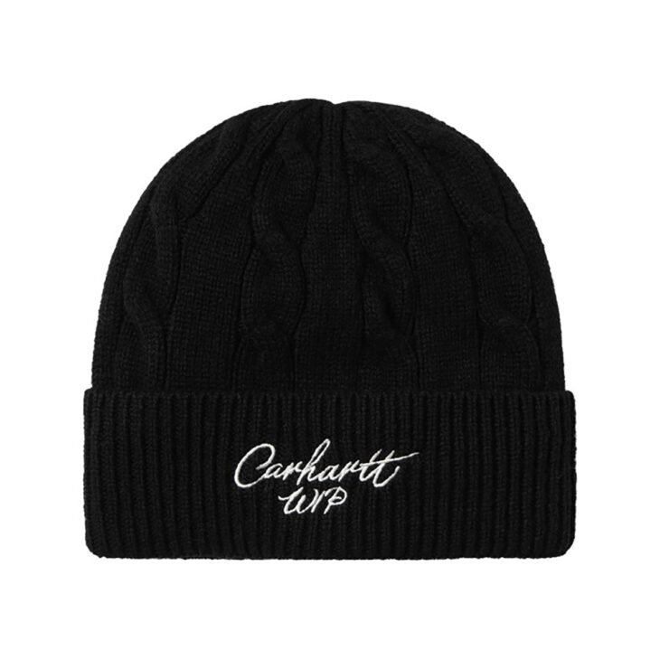Carhartt Wip . Signature Cable Beanie . Black Salt
