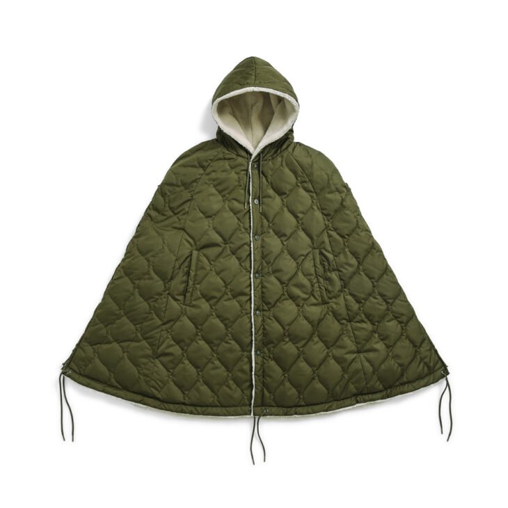 Taion . Military Down Cape . Dark Olive Cream
