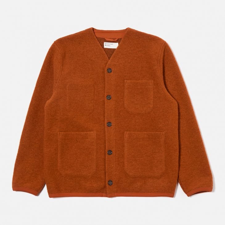 Universal Works . Cardigan Wool Fleece . Rust - M